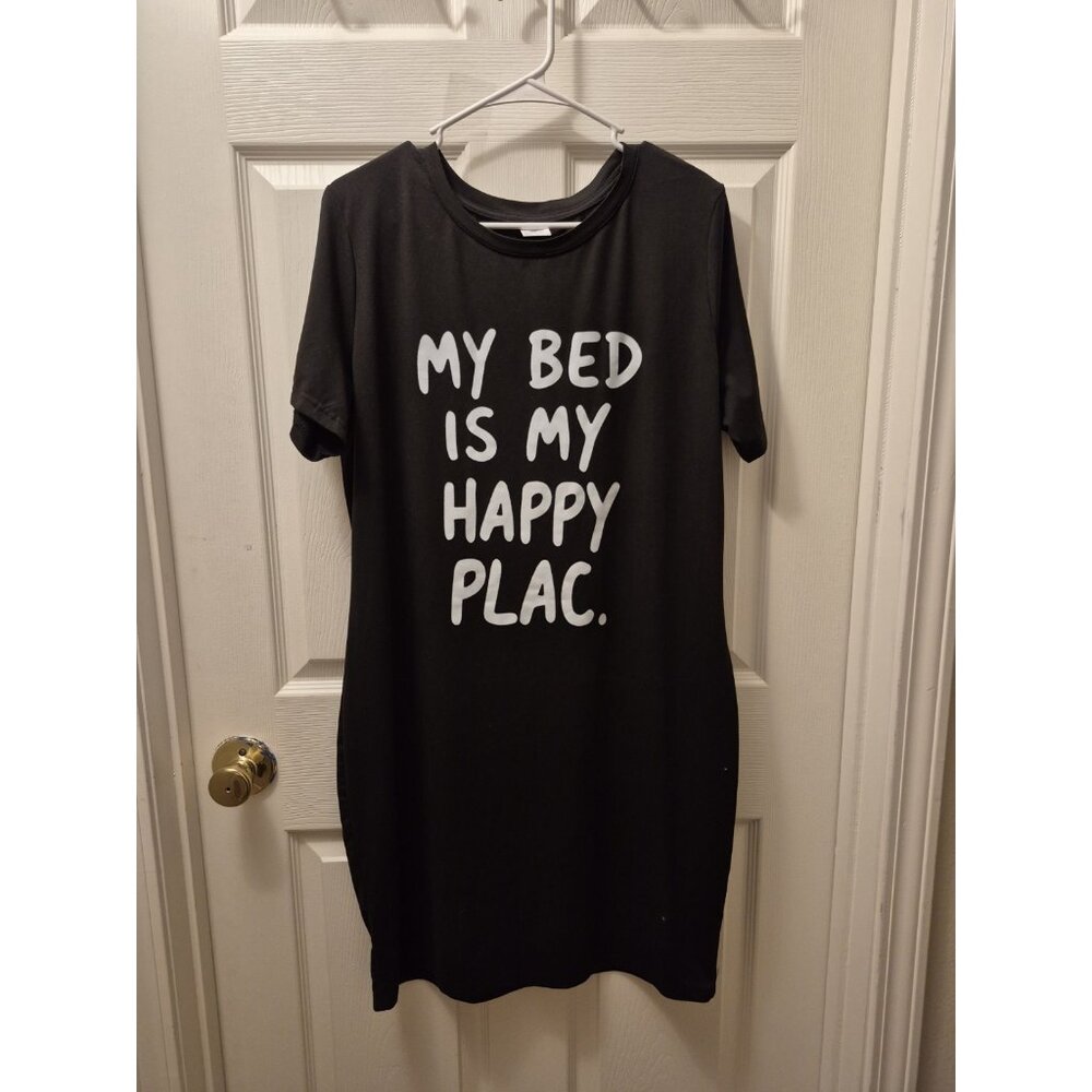 Women's Nightgown Sleepwear Loose Fit, Short Sleeve, Round Neck, XXL
